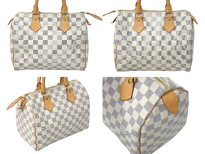 LOUIS VUITTON ルイヴィトン ハンドバッグ スピーディ25 ダミエアズール N41534 ホワイト グレー 美品 中古 4c076393