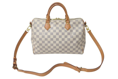LOUIS VUITTON ルイヴィトン スピーディ30 ダミエ ハンドバッグアズール N41533 ホワイト ベージュ 美品 中古 4c076394