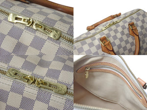 LOUIS VUITTON ルイヴィトン スピーディ30 ダミエ ハンドバッグアズール N41533 ホワイト ベージュ 美品 中古 4c076394