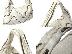 BOTTEGA VENETA ボッテガヴェネタ ホーボー イントレチャート ワンショルダーバッグ 169867 ホワイト 美品 中古 4c076396
