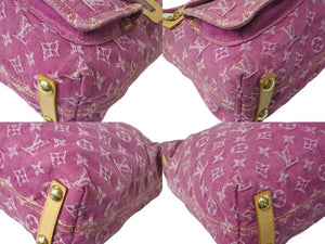 LOUIS VUITTON ルイヴィトン バギーPM モノグラムデニム ショルダーバッグ M95212 デニム レザー ピンク 美品 中古 4c076401