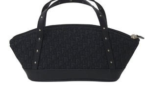 Dior ディオール トロッター ミニハンドバッグ 総柄 ブラック MC0063 コットンキャンバス レザー シルバー金具 中古 4c076402