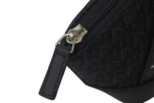 Dior ディオール トロッター ミニハンドバッグ 総柄 ブラック MC0063 コットンキャンバス レザー シルバー金具 中古 4c076402