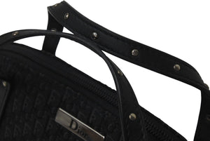 Dior ディオール トロッター ミニハンドバッグ 総柄 ブラック MC0063 コットンキャンバス レザー シルバー金具 中古 4c076402