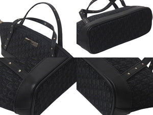 Dior ディオール トロッター ミニハンドバッグ 総柄 ブラック MC0063 コットンキャンバス レザー シルバー金具 中古 4c076402