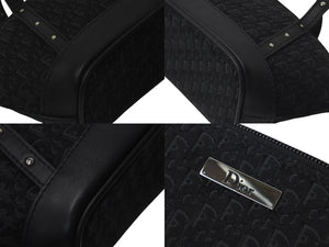 Dior ディオール トロッター ミニハンドバッグ 総柄 ブラック MC0063 コットンキャンバス レザー シルバー金具 中古 4c076402