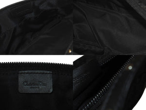 Dior ディオール トロッター ミニハンドバッグ 総柄 ブラック MC0063 コットンキャンバス レザー シルバー金具 中古 4c076402