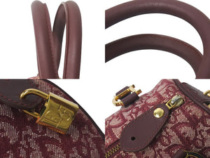 極美品 Christian Dior クリスチャンディオール ミニハンドバッグ ヴィンテージ トロッター柄 キャンバス レザー ボルドー 中古 4c076407