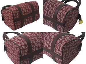 極美品 Christian Dior クリスチャンディオール ミニハンドバッグ ヴィンテージ トロッター柄 キャンバス レザー ボルドー 中古 4c076407