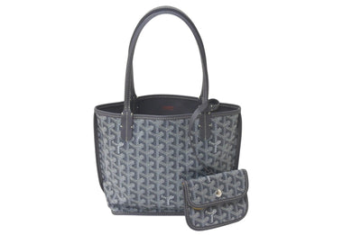 新品同様 GOYARD ゴヤール アンジュ ミニ ハンドバッグ リバーシブル ミニトートバッグ ゴヤールディンキャンバス グレー 中古 4c076412