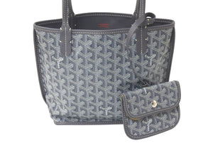新品同様 GOYARD ゴヤール アンジュ ミニ ハンドバッグ リバーシブル ミニトートバッグ ゴヤールディンキャンバス グレー 中古 4c076412
