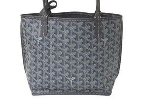新品同様 GOYARD ゴヤール アンジュ ミニ ハンドバッグ リバーシブル ミニトートバッグ ゴヤールディンキャンバス グレー 中古 4c076412