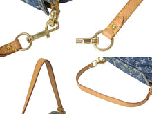 Load image into Gallery viewer, LOUIS VUITTON ルイヴィトン モノグラムデニム ミニプリーティ PM ハンドバッグ M95020 レザー ブルー 美品 中古 4c076414
