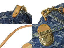 Load image into Gallery viewer, LOUIS VUITTON ルイヴィトン モノグラムデニム ミニプリーティ PM ハンドバッグ M95020 レザー ブルー 美品 中古 4c076414