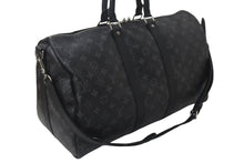 Load image into Gallery viewer, 極美品 LOUIS VUITTON ルイヴィトン エクリプス キーポル バンドリエール45 ボストンバッグ M40569 シルバー金具 ブラック 中古 4c076419