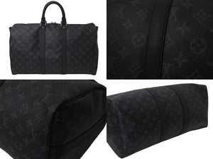 極美品 LOUIS VUITTON ルイヴィトン エクリプス キーポル バンドリエール45 ボストンバッグ M40569 シルバー金具 ブラック 中古 4c076419