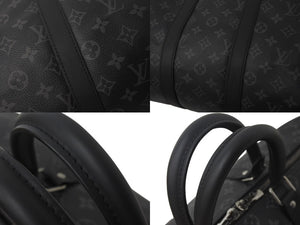 極美品 LOUIS VUITTON ルイヴィトン エクリプス キーポル バンドリエール45 ボストンバッグ M40569 シルバー金具 ブラック 中古 4c076419