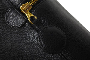 極美品 CHANEL シャネル バニティ ハンドバッグ ブラック キャビアスキン 6番台 ココマーク ロゴ 小物入れ ゴールド金具 中古 4c076448