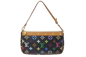 LOUISVUITTON ルイヴィトン ポシェットアクセソワール アクセサリーポーチ M92648 モノグラム マルチカラー ブラック 美品 中古 4c076453