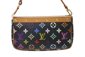 LOUISVUITTON ルイヴィトン ポシェットアクセソワール アクセサリーポーチ M92648 モノグラム マルチカラー ブラック 美品 中古 4c076453