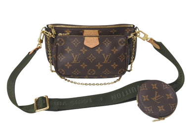 LOUIS VUITTON ルイヴィトン ミュルティポシェット アクセソワール カーキ ショルダーバッグ モノグラム M44813 美品 中古 4c076454