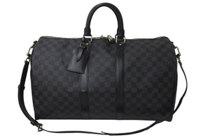 極美品 LOUISVUITTON ルイヴィトン キーポルバンドリエール45 ボストンバッグ N41418 ダミエグラフィット ブラック 中古 4c076463