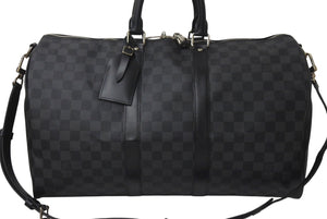 極美品 LOUISVUITTON ルイヴィトン キーポルバンドリエール45 ボストンバッグ N41418 ダミエグラフィット ブラック 中古 4c076463
