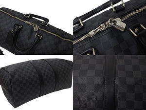 極美品 LOUISVUITTON ルイヴィトン キーポルバンドリエール45 ボストンバッグ N41418 ダミエグラフィット ブラック 中古 4c076463