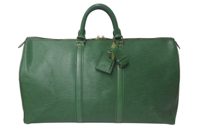 LOUIS VUITTON ルイヴィトン キーポル50 ボストンバッグ M42964 ボルネオグリーン エピレザー ゴールド金具 美品 中古 4c076471