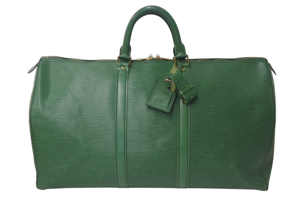LOUIS VUITTON ルイヴィトン キーポル50 ボストンバッグ M42964 ボルネオグリーン エピレザー ゴールド金具 美品 中古 4c076471