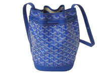 Load image into Gallery viewer, 新品未使用 GOYARD ゴヤール プティ フロ バケットバッグ ショルダーバッグ ブルー ゴヤールディンキャンバス レザー 中古 4c076474