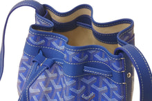 Load image into Gallery viewer, 新品未使用 GOYARD ゴヤール プティ フロ バケットバッグ ショルダーバッグ ブルー ゴヤールディンキャンバス レザー 中古 4c076474