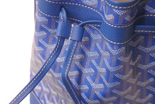 Load image into Gallery viewer, 新品未使用 GOYARD ゴヤール プティ フロ バケットバッグ ショルダーバッグ ブルー ゴヤールディンキャンバス レザー 中古 4c076474