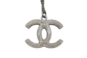 CHANEL シャネル ココマーク ネックレス 重量約9.5g 全長約44cm 10A刻印 ラインストーン レジン シルバー 美品 中古 4c076477