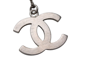 CHANEL シャネル ココマーク ネックレス 重量約5.7g 全長約42cm メタル ラインストーン シルバー 刻印不鮮明 美品 中古 4c076485