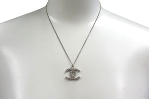 CHANEL シャネル ココマーク ネックレス 重量約5.7g 全長約42cm メタル ラインストーン シルバー 刻印不鮮明 美品 中古 4c076485
