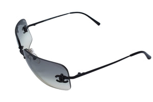 極美品 CHANEL シャネル サングラス 4017-D c.170/8G サイズ62□17 120 リムレス ココマーク ラインストーン グラデーションレンズ 中古 4c076488