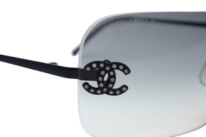 極美品 CHANEL シャネル サングラス 4017-D c.170/8G サイズ62□17 120 リムレス ココマーク ラインストーン グラデーションレンズ 中古 4c076488