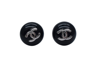 CHANEL シャネル ココマーク ピアス 両耳用 重量約4.1g 00T刻印 シルバー ブラック ボタンモチーフ 美品 中古 4c076486