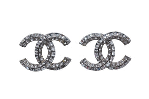 CHANEL シャネル ココマーク ピアス 両耳用 重量約3.2g P19P刻印 メタル ラインストーン シルバー クリア 良品 中古 4c076487