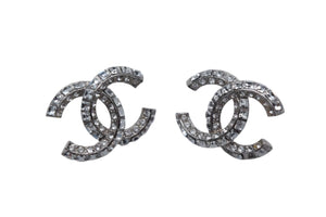 CHANEL シャネル ココマーク ピアス 両耳用 重量約3.2g P19P刻印 メタル ラインストーン シルバー クリア 良品 中古 4c076487
