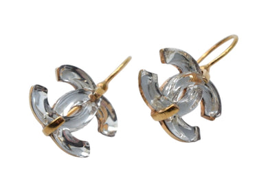 極美品 CHANEL シャネル ココマーク ピアス ジプシー 両耳用 重量約5.0g 02A刻印 メタル ゴールド クリア 中古 4c076490