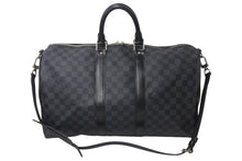 Load image into Gallery viewer, LOUISVUITTON ルイヴィトン キーポルバンドリエール45 ボストンバッグ N41418 ダミエグラフィット ブラック 美品 中古 4c076501