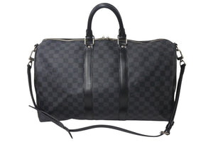 LOUISVUITTON ルイヴィトン キーポルバンドリエール45 ボストンバッグ N41418 ダミエグラフィット ブラック 美品 中古 4c076501