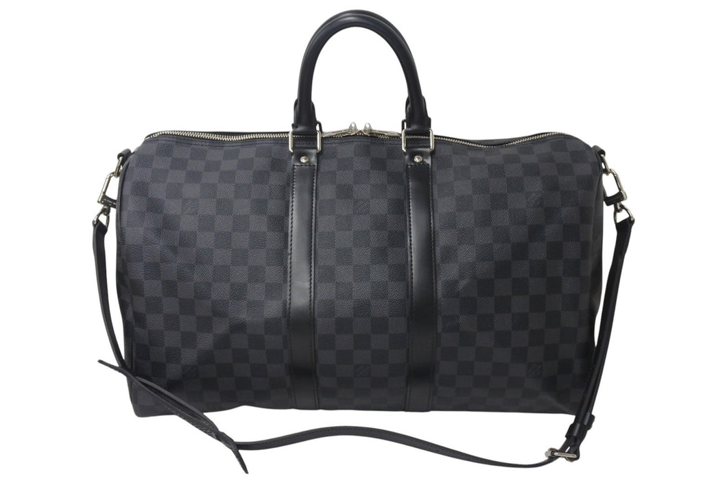 LOUISVUITTON ルイヴィトン キーポルバンドリエール45 ボストンバッグ N41418 ダミエグラフィット ブラック 美品 中古 4c076501