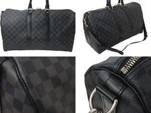 LOUISVUITTON ルイヴィトン キーポルバンドリエール45 ボストンバッグ N41418 ダミエグラフィット ブラック 美品 中古 4c076501