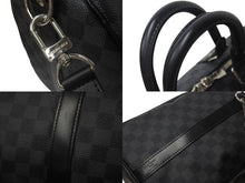 Load image into Gallery viewer, LOUISVUITTON ルイヴィトン キーポルバンドリエール45 ボストンバッグ N41418 ダミエグラフィット ブラック 美品 中古 4c076501