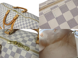LOUIS VUITTON ルイヴィトン ボストンバッグ N41429 キーポルバンドリエール55 ベージュ ダミエアズール 美品 中古 4c076506