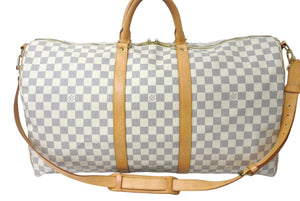 LOUIS VUITTON ルイヴィトン ボストンバッグ N41429 キーポルバンドリエール55 ベージュ ダミエアズール 美品 中古 4c076506