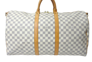 LOUIS VUITTON ルイヴィトン ボストンバッグ N41429 キーポルバンドリエール55 ベージュ ダミエアズール 美品 中古 4c076506